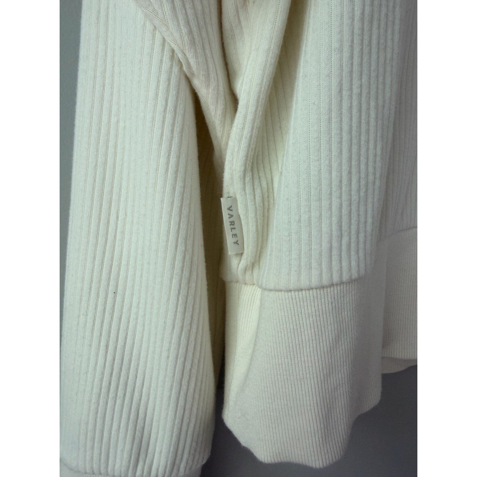 Varley Size XL Ribbed Half Zipped Pullover Sweatshirt Cream