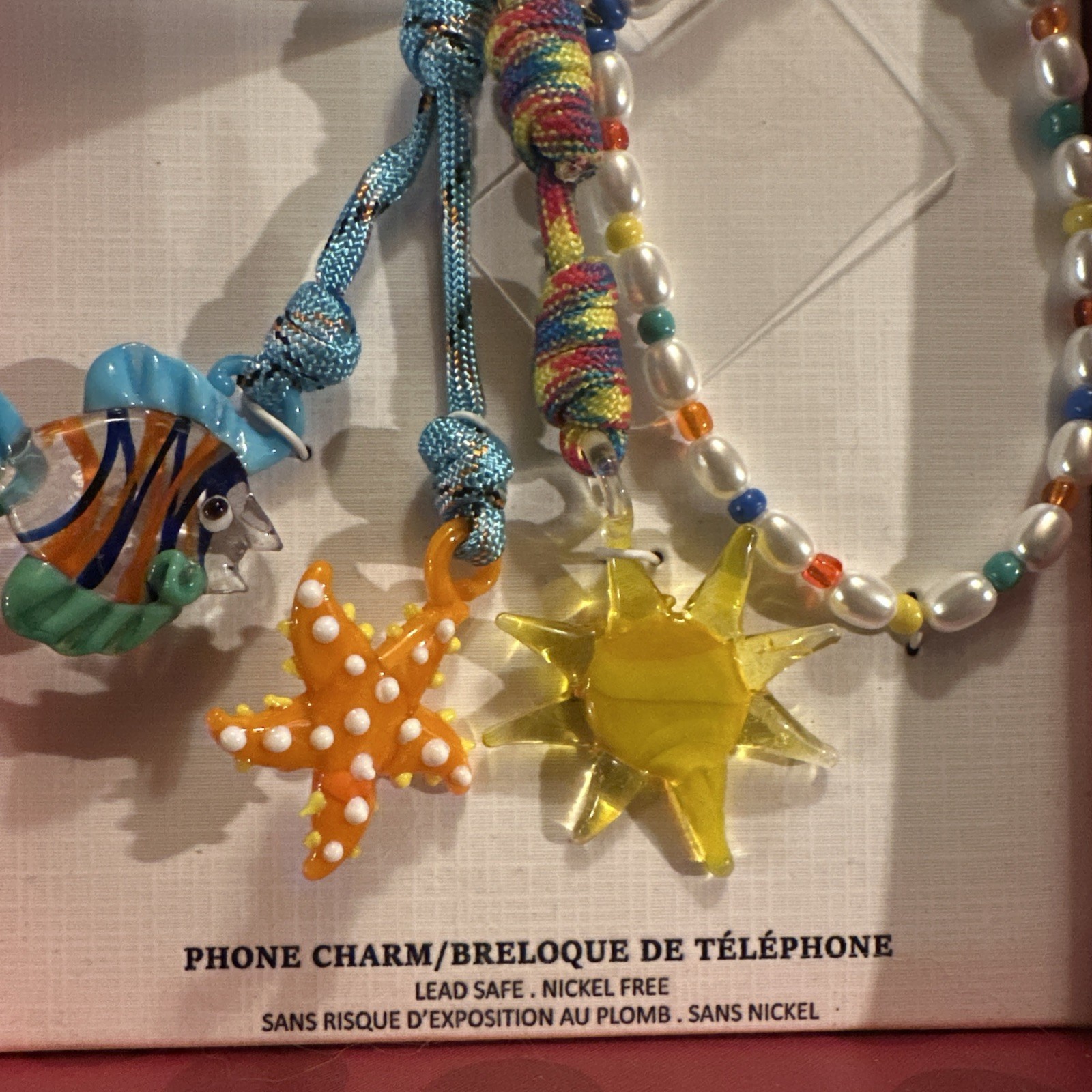 Piper K Fish Starfish Sun Seaglass Look Bag Charm & Key Chain Phone Charm New