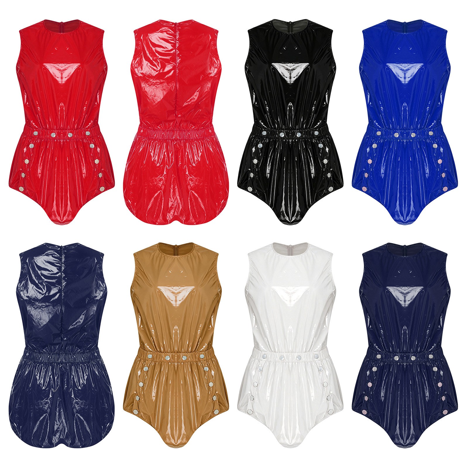 US Womens Coveralls Casual Romper Workwear Leotards Rave Jumpsuit Front Bodysuit