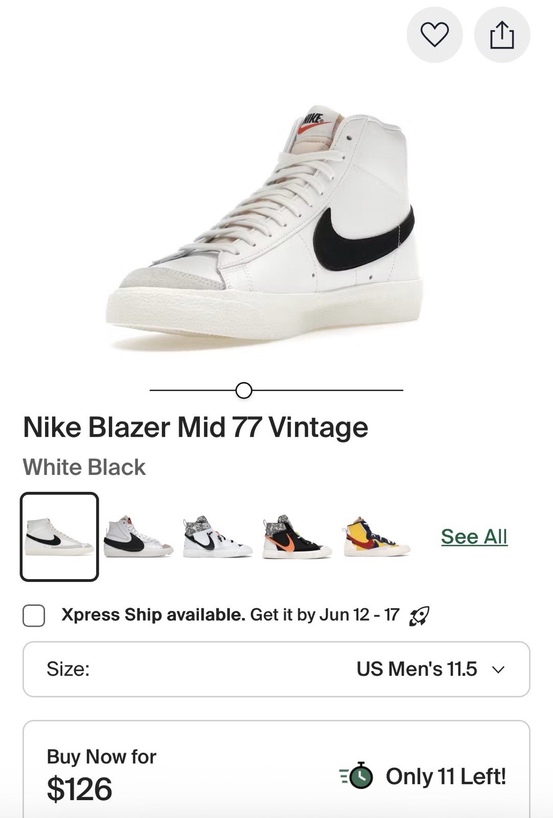 Nike Blazer White Men’s Size 13