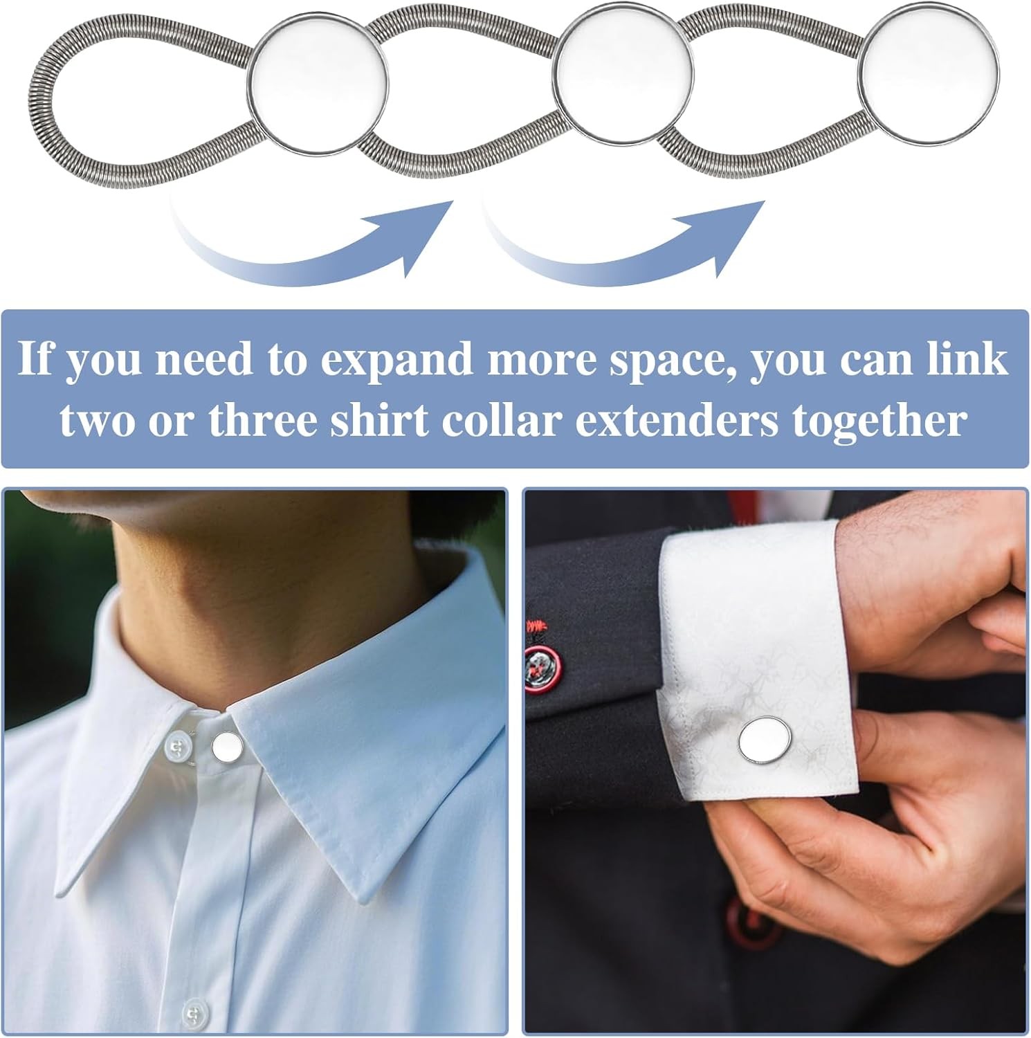20x Extender Button Set Includes Elastic Waist Button and Comfy Collar Extender