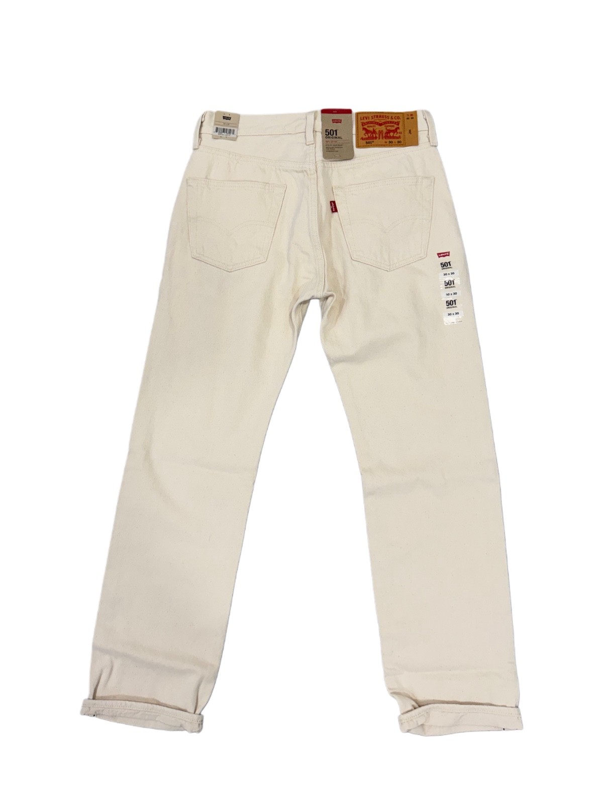 Levis 501 Jeans New Mens Original Button Fly Color Off White Cream 005013343