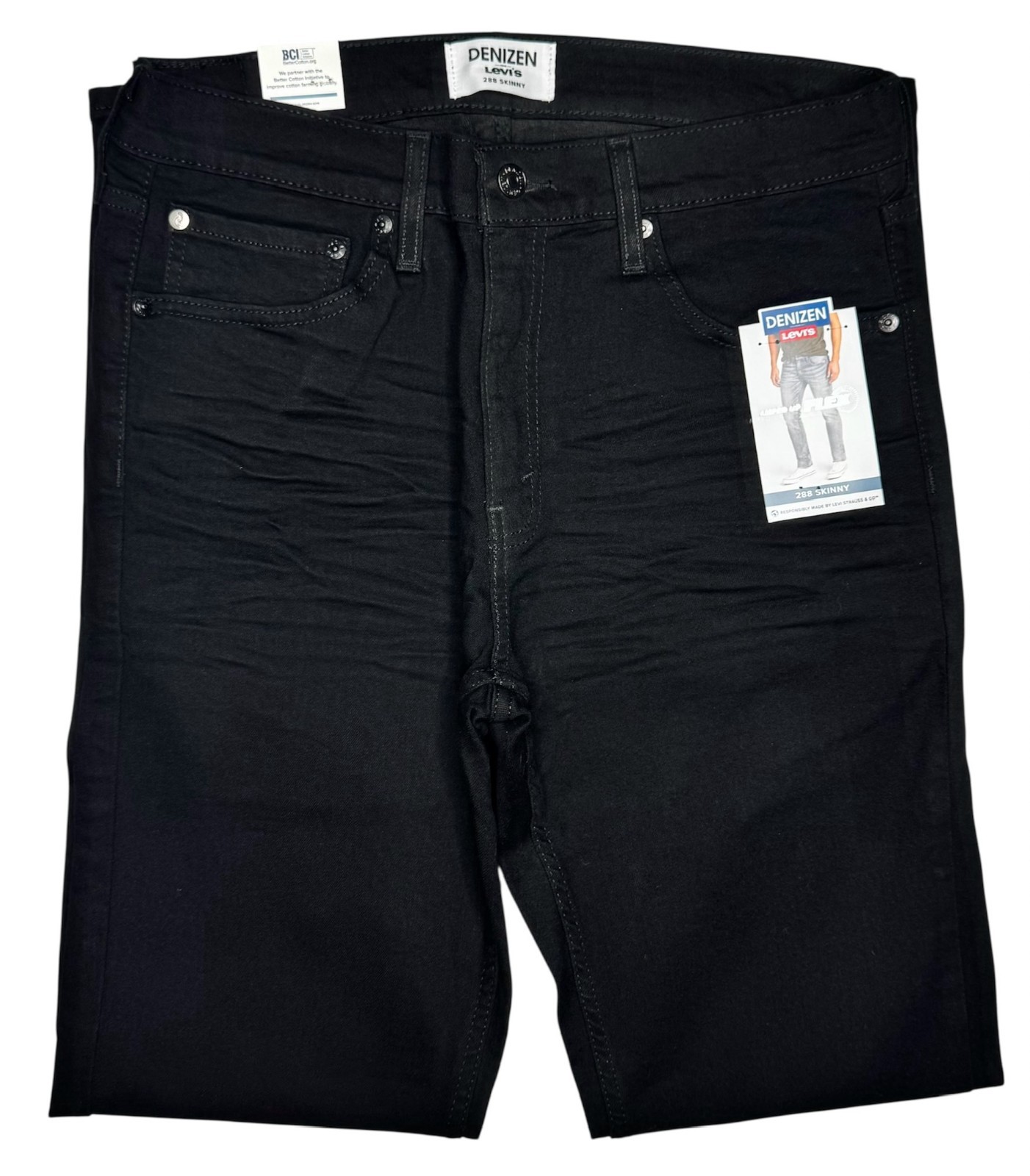 Denizen From Levi’s #11763 NEW Men’s Black Flex Stretch 288 Skinny Jeans