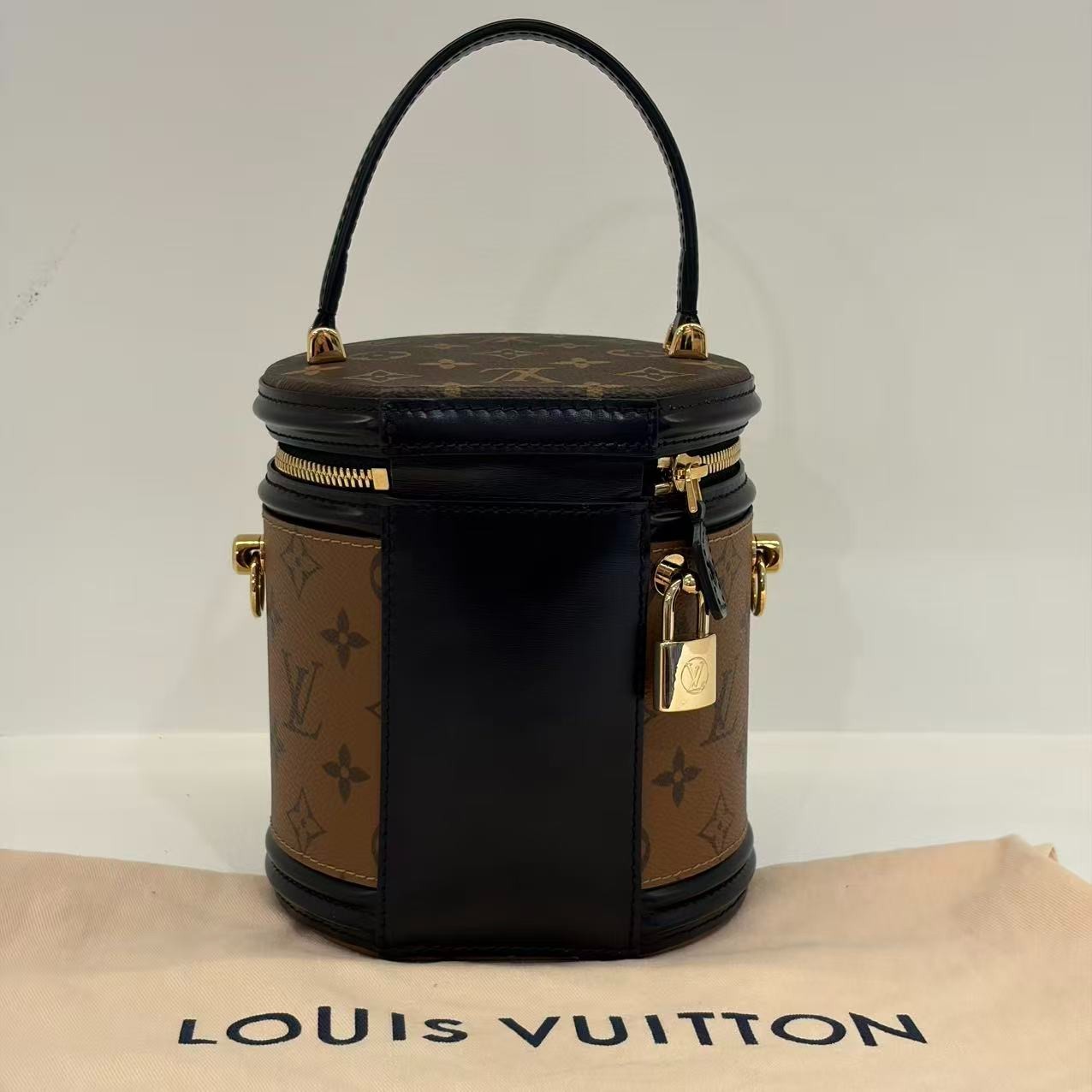 Louis Vuitton Cannes Monogram Reverse Canvas Handbag Bucket Bag Brown