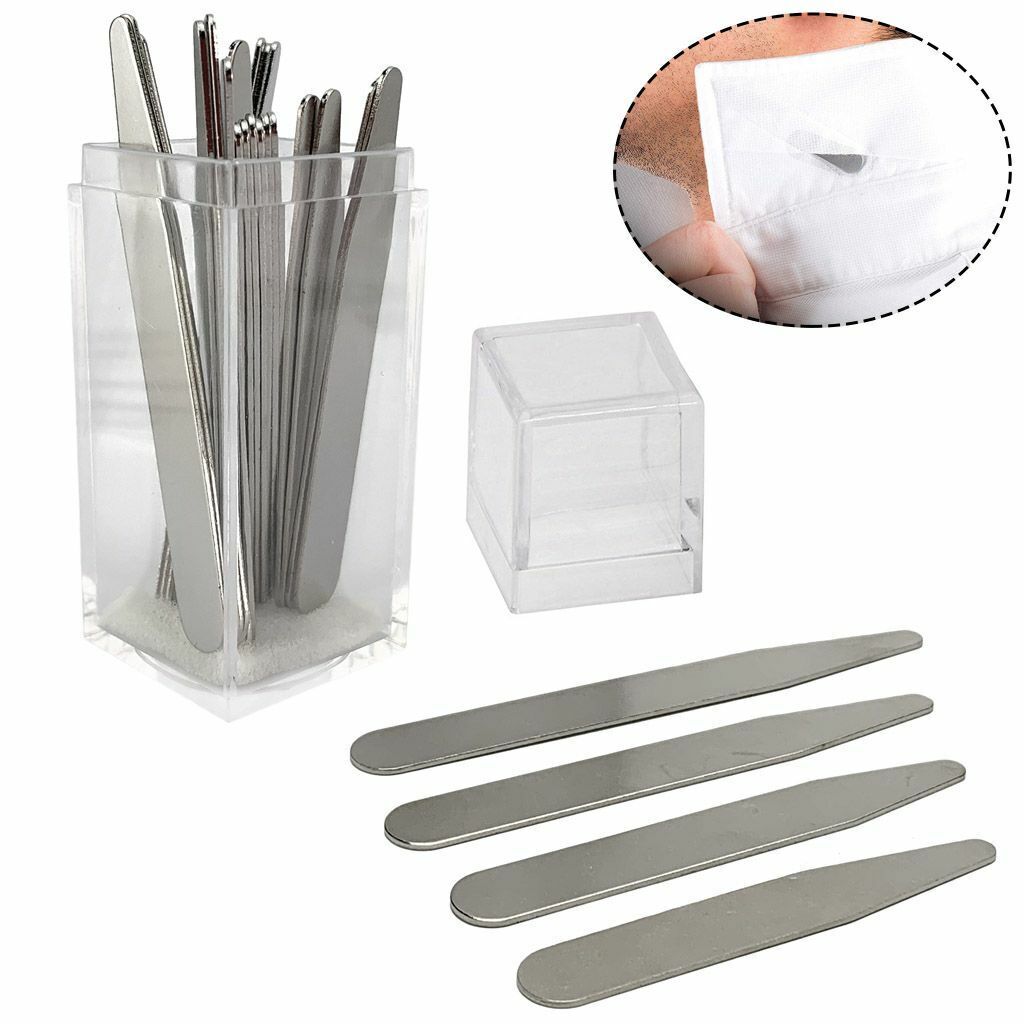 10 20 Metal Collar Stays Stiffeners & 10 Magnets for Men Shirts 4 Sizes with Box
