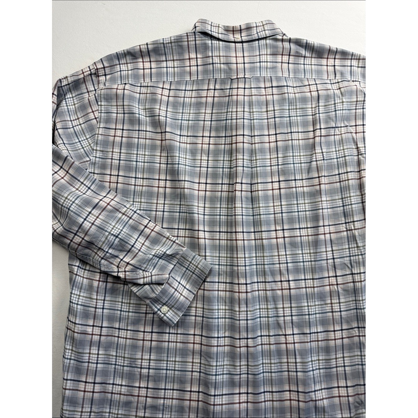 Faconnable Men’s Long-Sleeve Button-Down Plaid Shirt – Light Gray/Blue XL