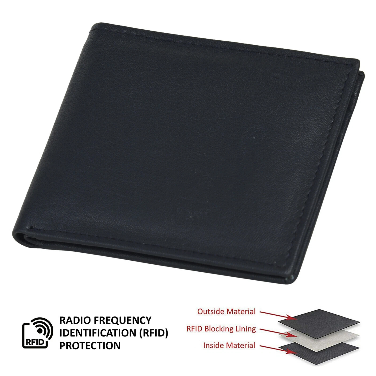 Genuine Leather Minimalist Bifold Wallets For Men RFID Blocking Slim Mens Wallet