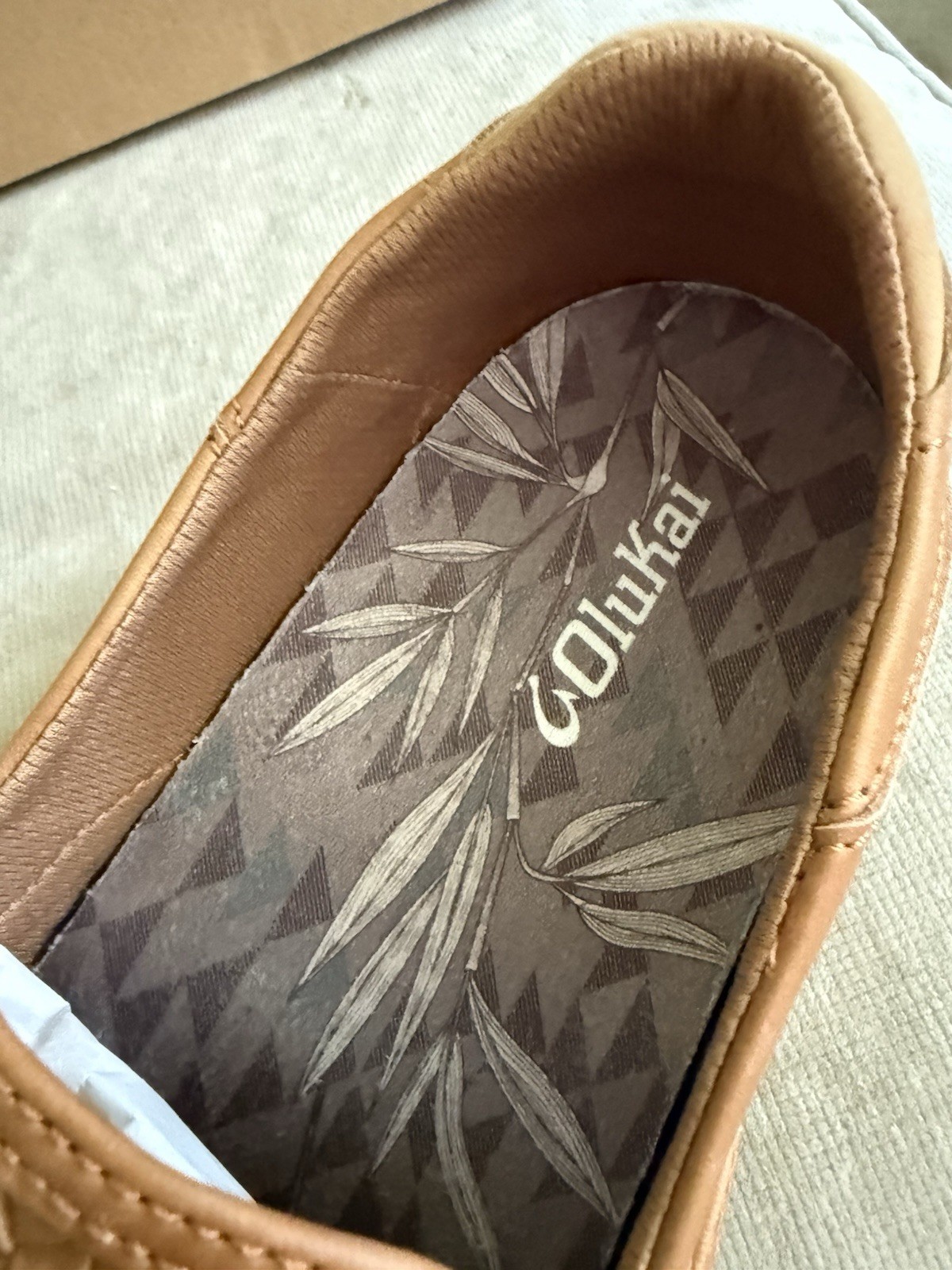 Olukai Lae‘ahi Lauhala Woven Leather Slip On Shoes Fox Brown 10486-FXFX Sz11.5