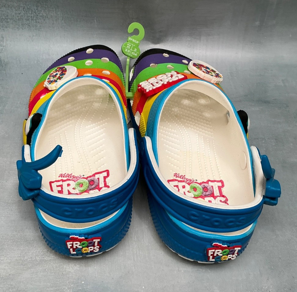 Crocs Froot Loops Toucan Sam Cereal Classic Clogs W/8 M/6 NWT