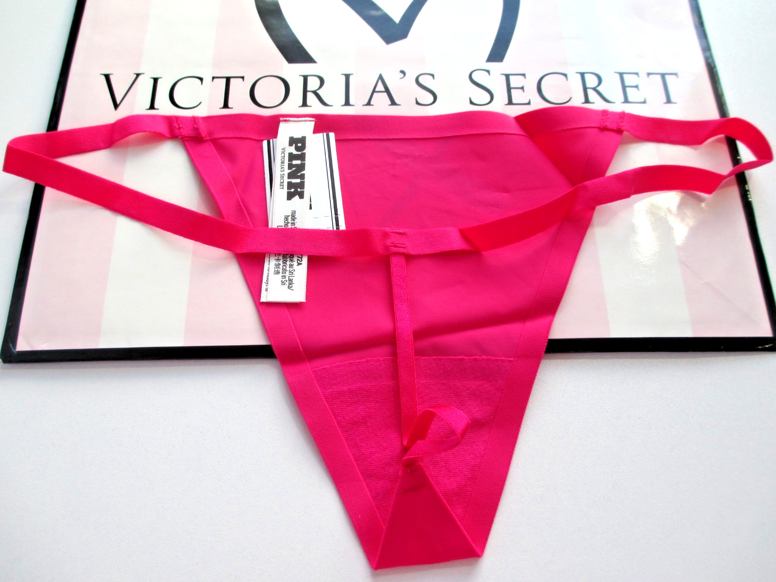 VICTORIA’S SECRET PINK No Show V-String Thong Panty M L XL Pink NWT VS
