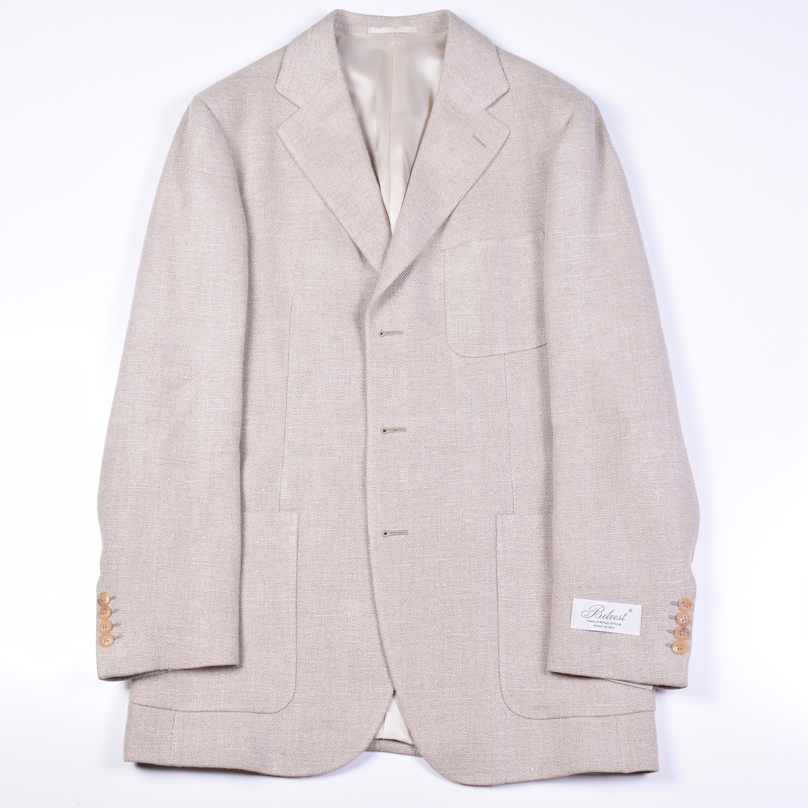 NWT Belvest Biege Pure Linen Fully Lined Three Button Sportcoat PERFECT 40 40R