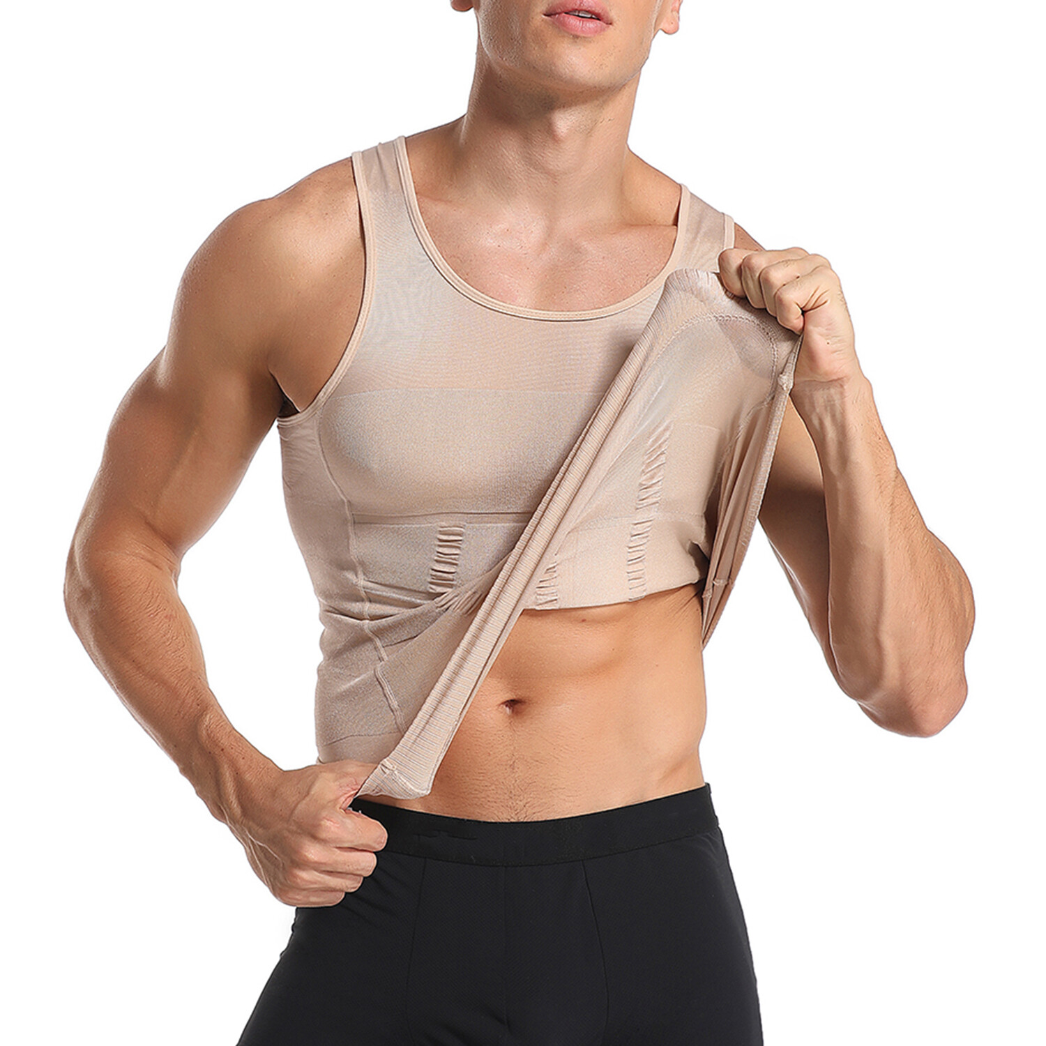 2/1PCS Mens Body Shaper Slimming Tummy Vest Compression Shirt Tank Top Shapewear