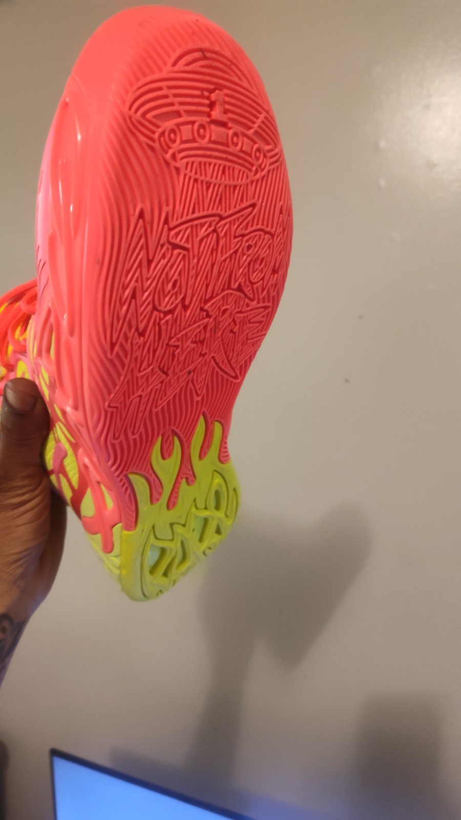PUMA MB 04 Men’s Mid Top Athletic Sneaker Lace Up Pink/Yellow Rubber