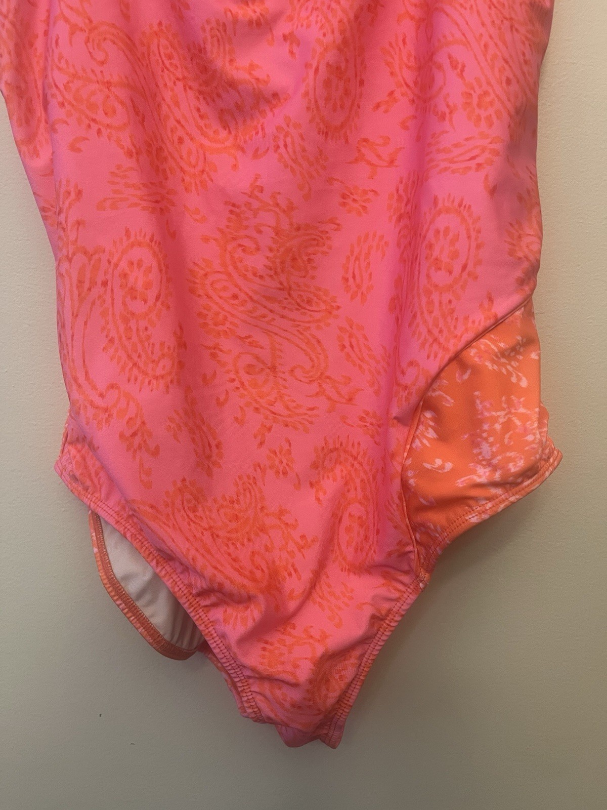 NWT $148 Hermoza Asha One Piece Swimsuit Womens Size 14 Paisley Days Orange Pink