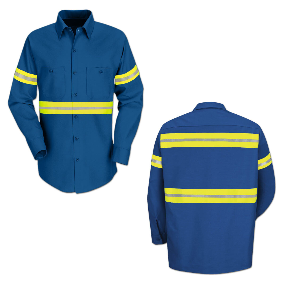 Red Kap Enhanced Visibility Hi Vis Reflective Work Towing Uniform Shirts LS