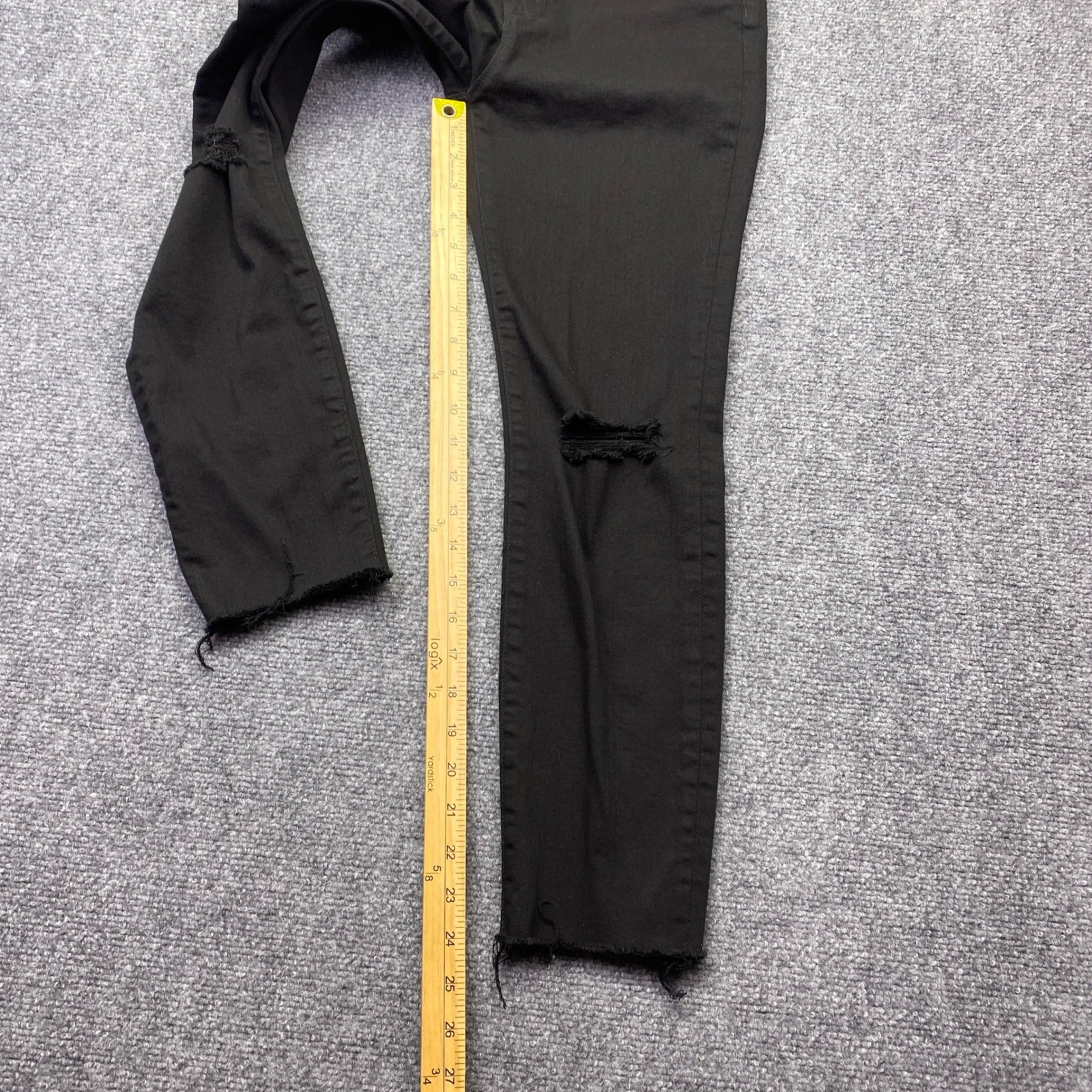 J.Crew Lookout High Rise Skinny Jeans Black Distressed Raw Hem 28P F7138