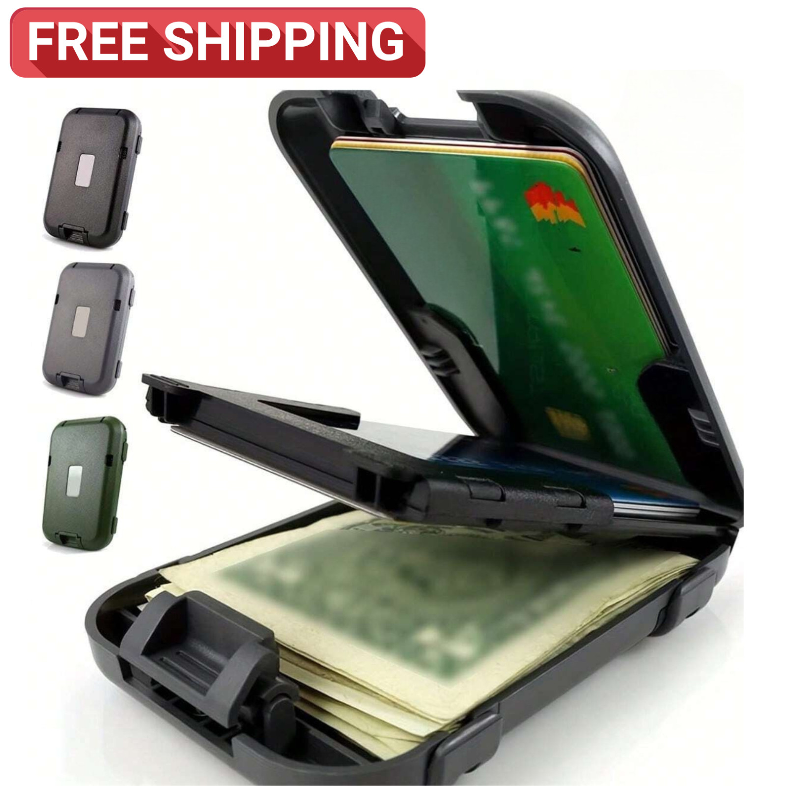 Mans Slim Wallet RFID Blocking ID/Credit Card Holder Hard Case Pocket Money Clip