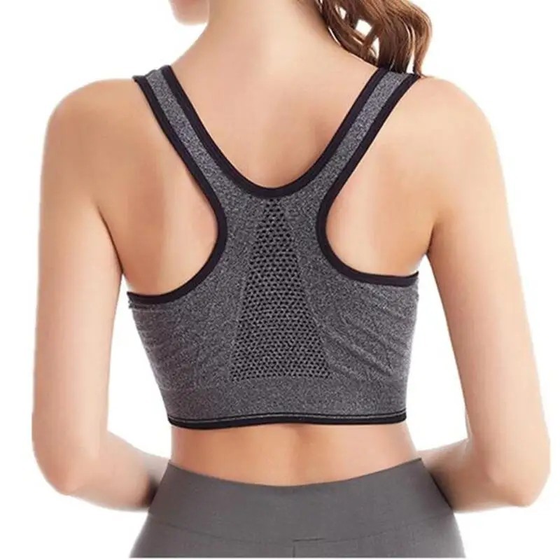Sports Bra Women High Impact Running Yoga Workout Bra Zip Front Closure M/L/XL