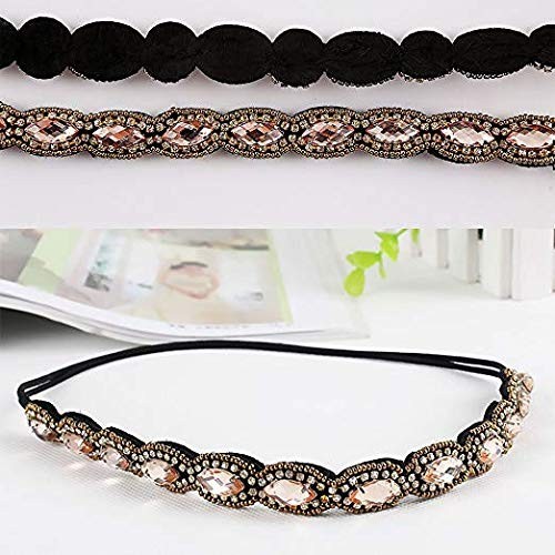 5pcs Hairbands for Women, 5 Rhinestone Beaded Headbands, Head Bands for Women…