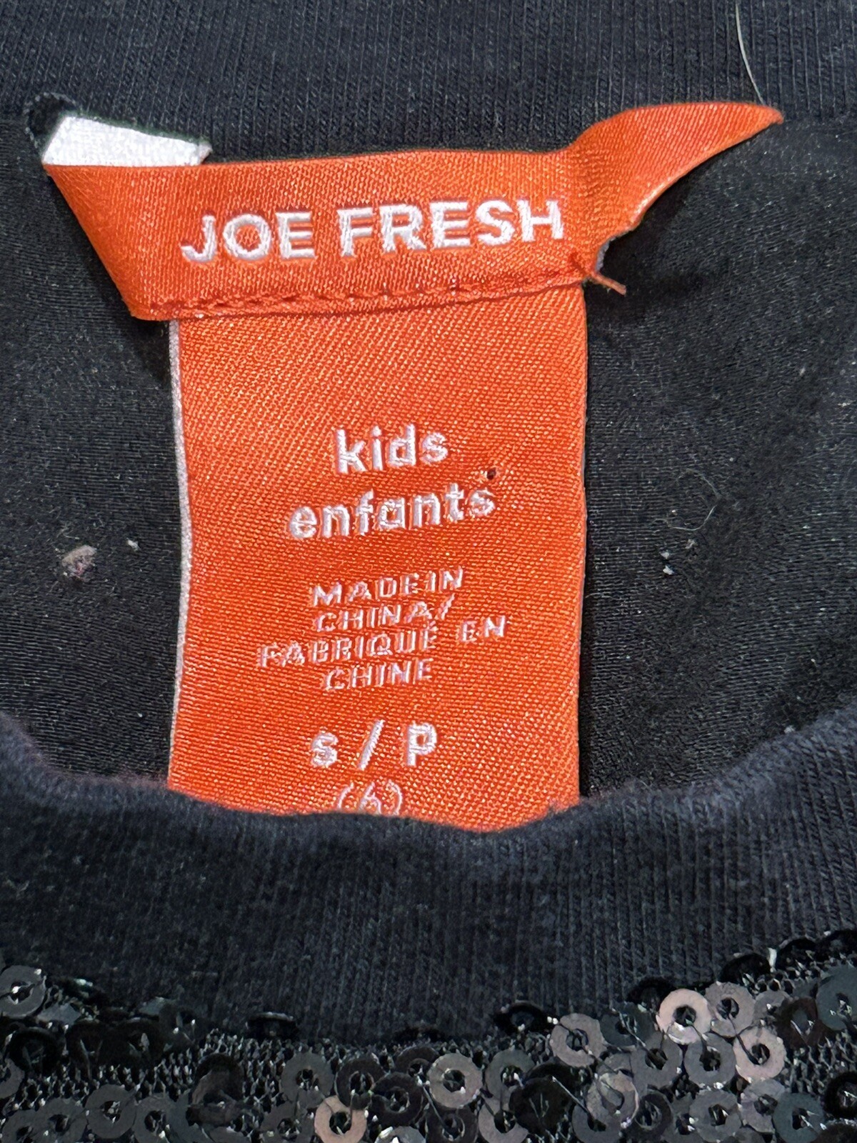 Joe Fresh Girls Shirts Size Small Black Embellished Sequin Classic Dressy