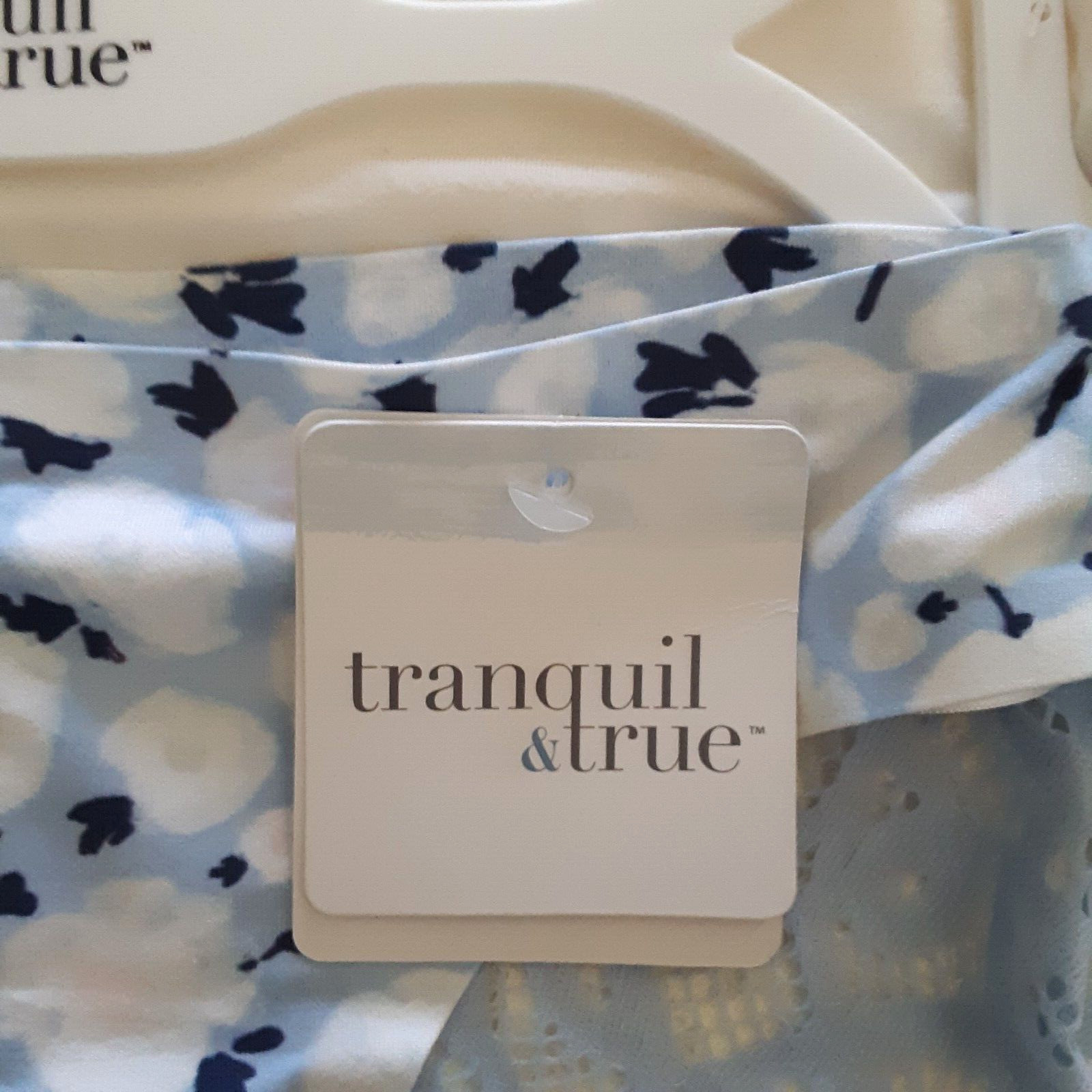 Tranquil & True Womens Size S Bikini Underwear Lace Back Blue Ivory 2 Pack