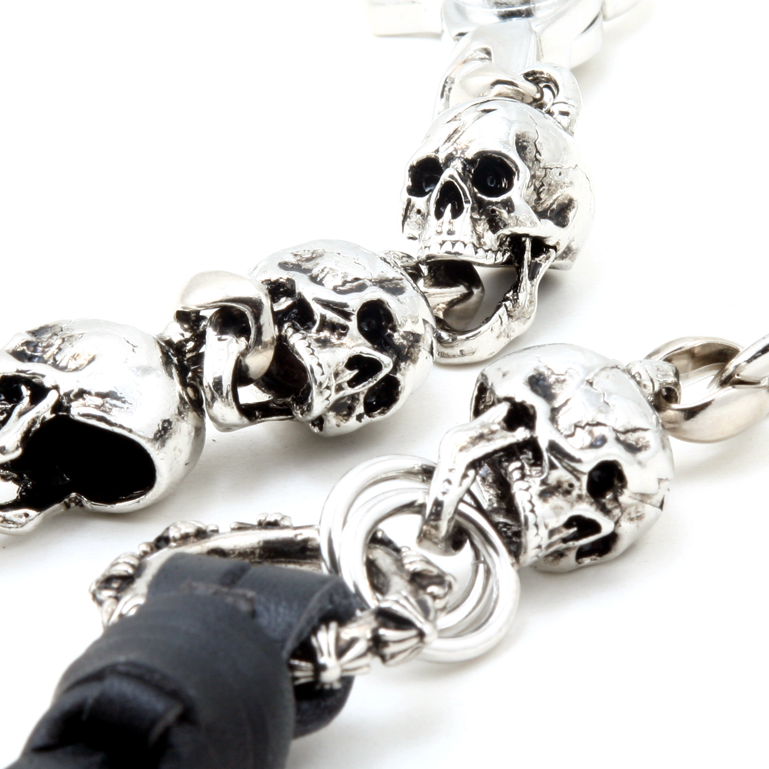 DK Skull Leather Biker Trucker Key Jean Wallet Chain (25″/4.8oz) Black SCS19