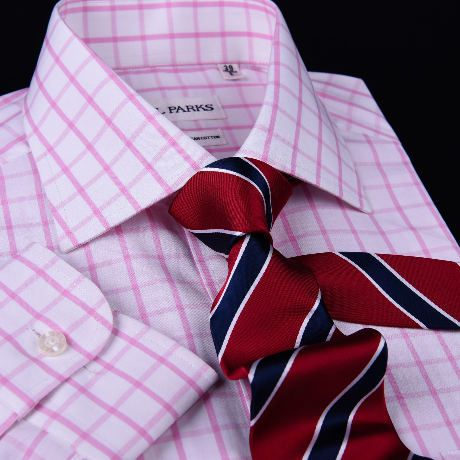 Mens Pink Plaids & Checks Formal Business Dress Shirt Lightweight Easy Iron Top