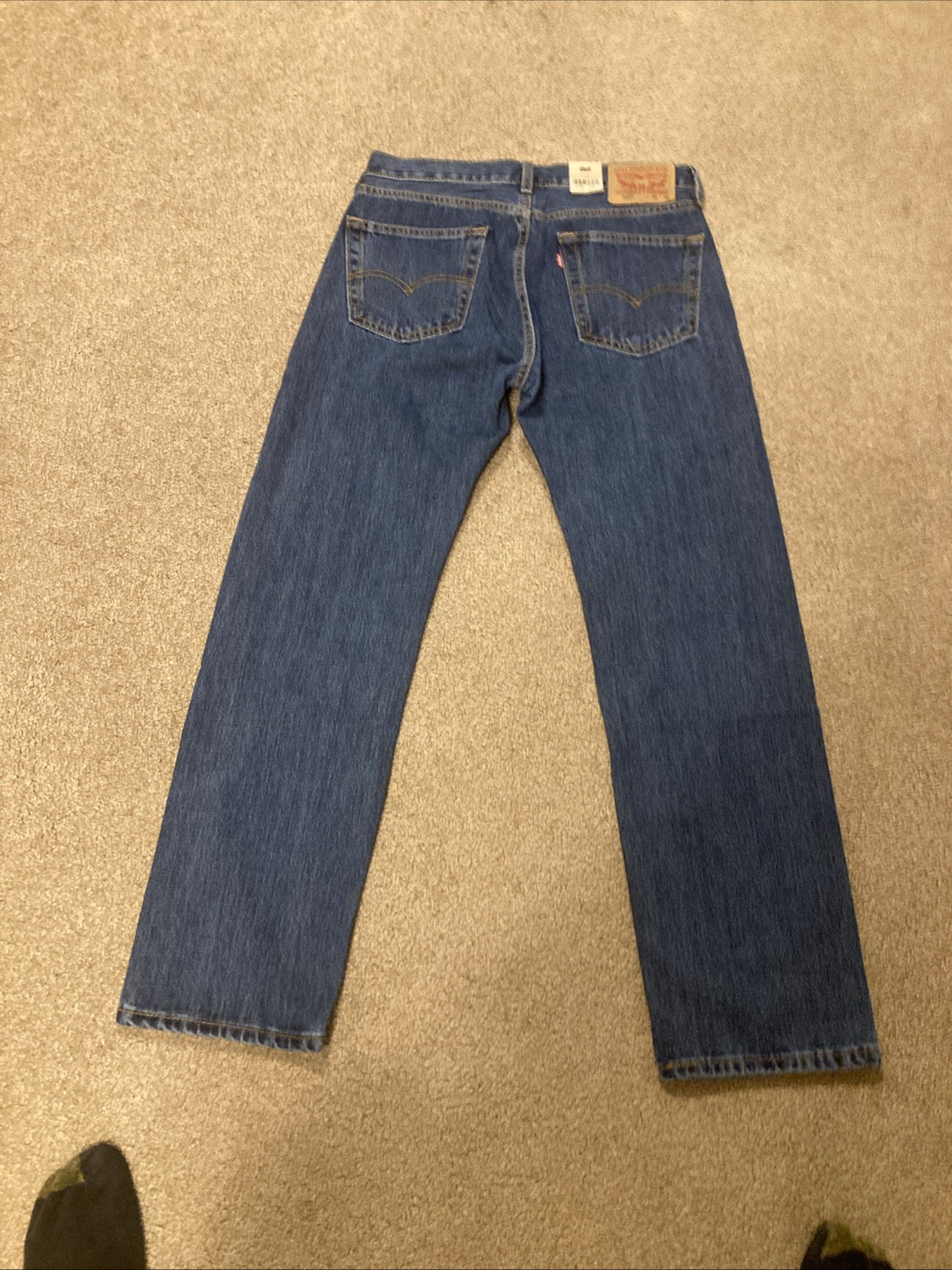 Mens SIZE 31W 30L Levi’s 505 Dark Stonewash Regular Fit Straight Leg 100% Jeans