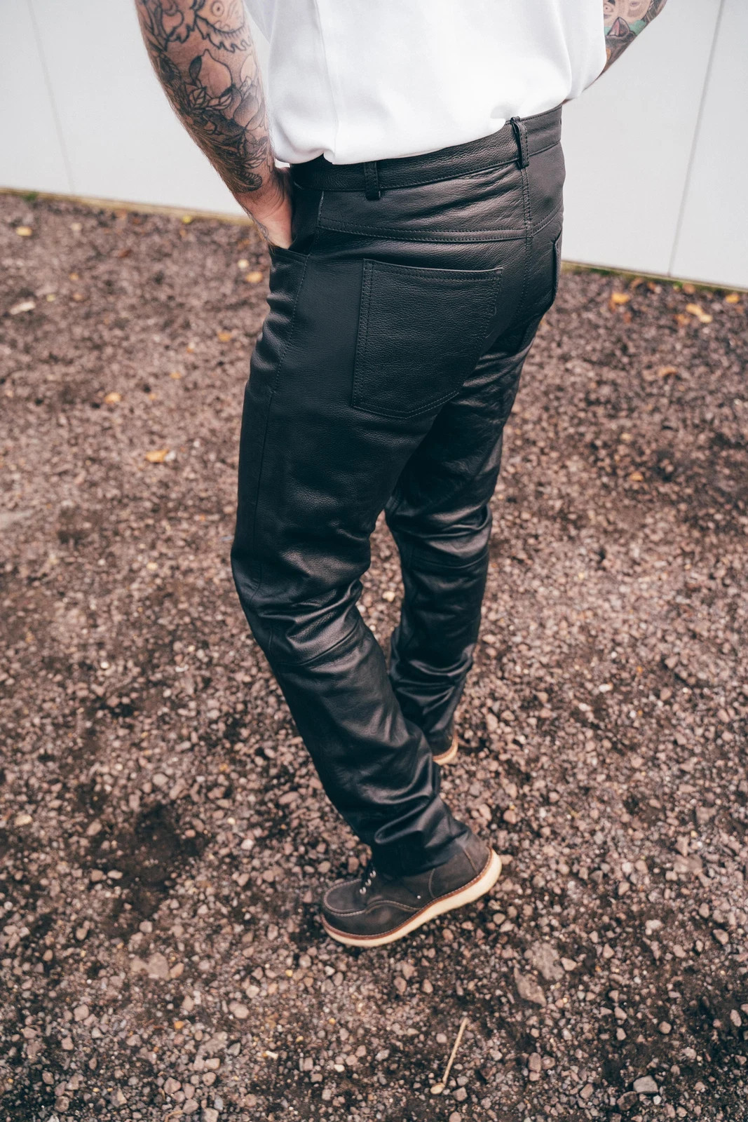 Mens Biker Jeans Real Black Or Cow Leather Sleek And Sexy 501 Style Pants New