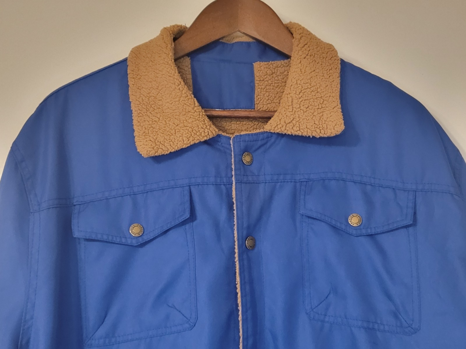 Unbranded Coat Mens Classic Blue Machine Washable Multiple Pockets