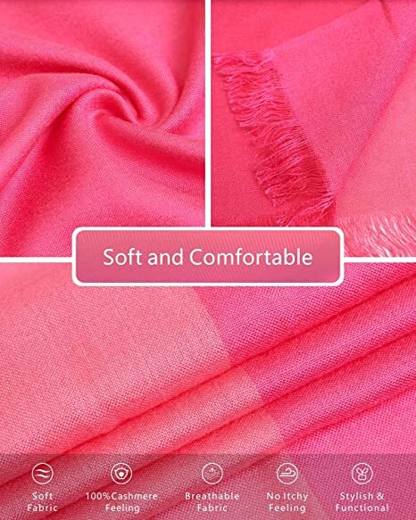 Women Pashmina Wool Feel Silky Classic Solid Wedding Shawl Scarf Stole Wrap