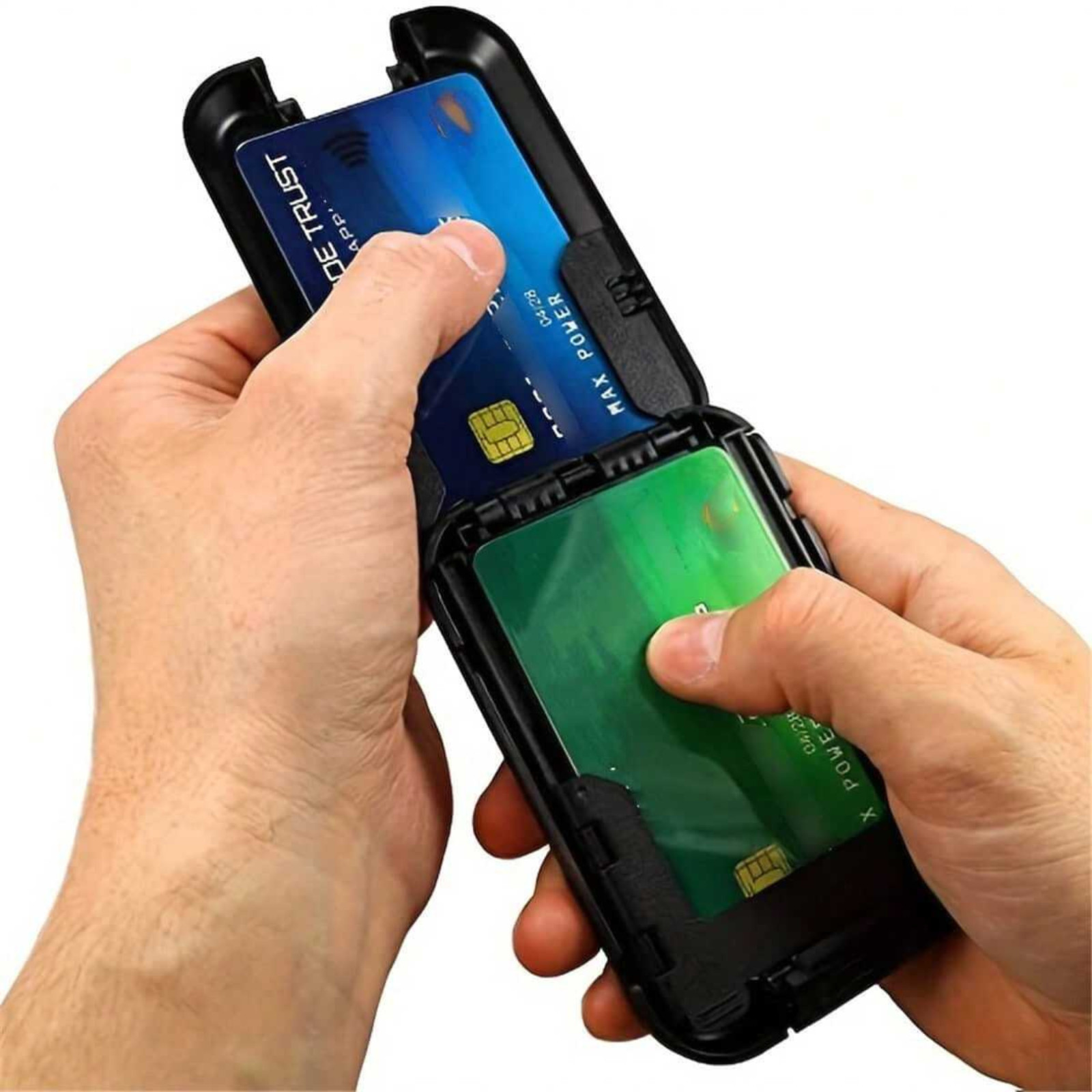 Mans Slim Wallet RFID Blocking ID/Credit Card Holder Hard Case Pocket Money Clip