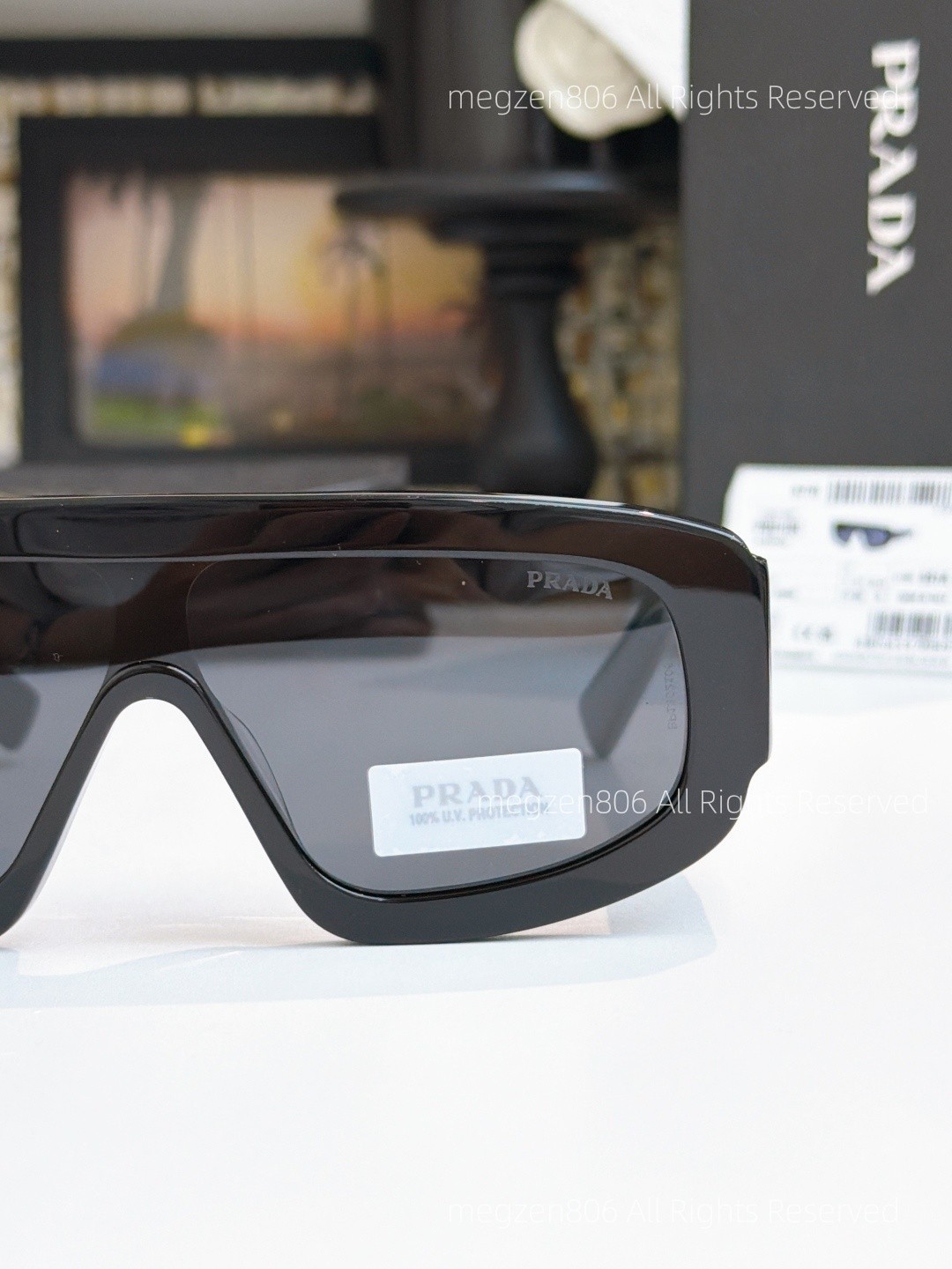 Prada D10S Shield Sunglasses Unisex Women/Men Black Frame / Gray Lenses Shades