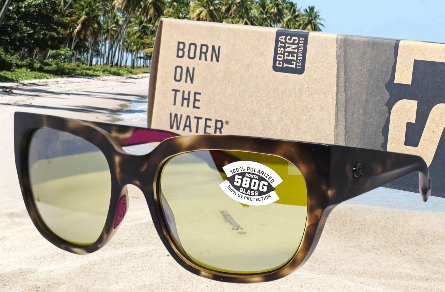 COSTA DEL MAR tortoise/sunrise silver WATERWOMAN polarized 580G sunglasses NEW