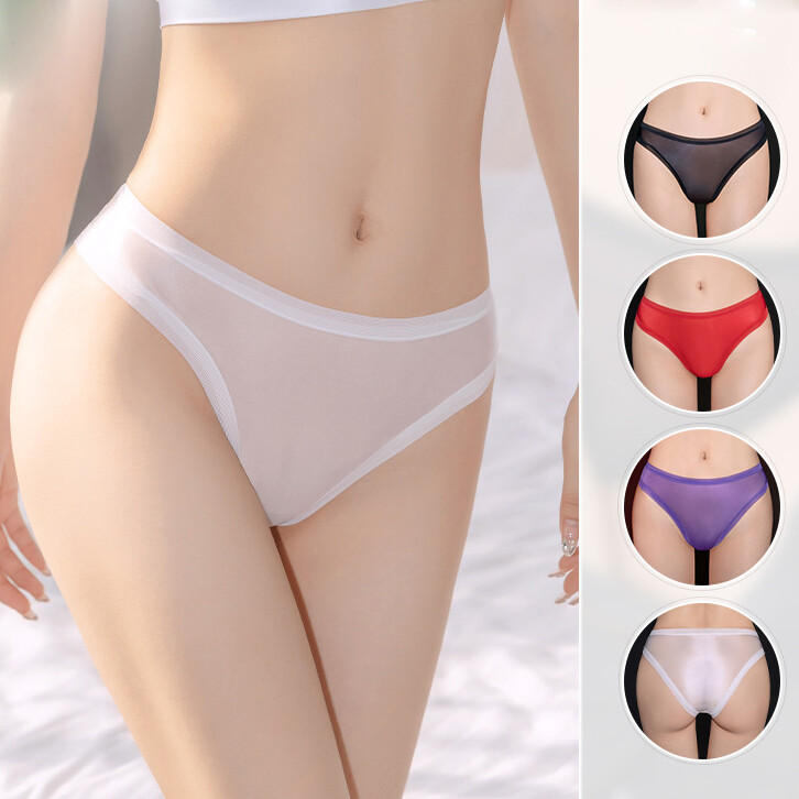 4 Pack Lot Women Sheer See-through Briefs Panties Underwear High Cut Lingeries
