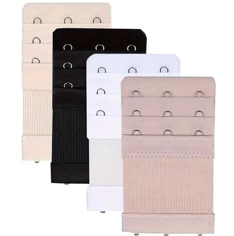 4pcs Adjustable 3 Hook Bra Strap Extender Comfortable Bra Clips – NEW