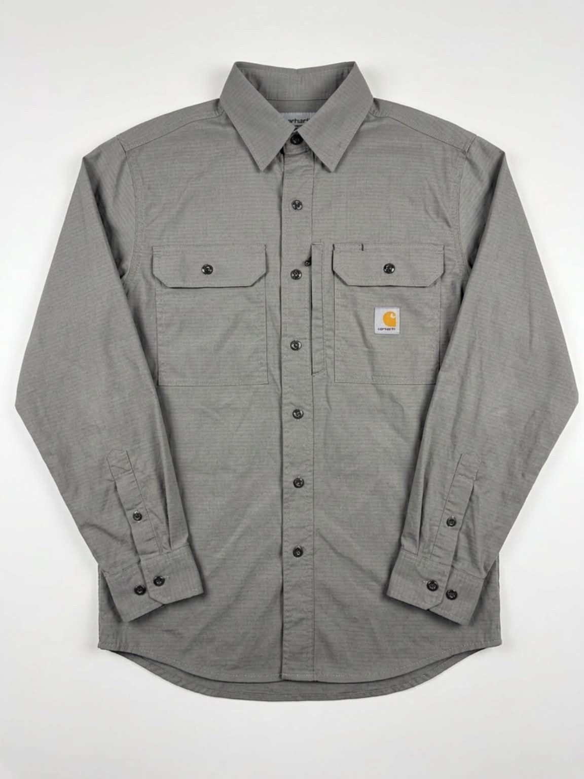Carhartt Mens Long-Sleeve Button-Down Work Shirt, Gray