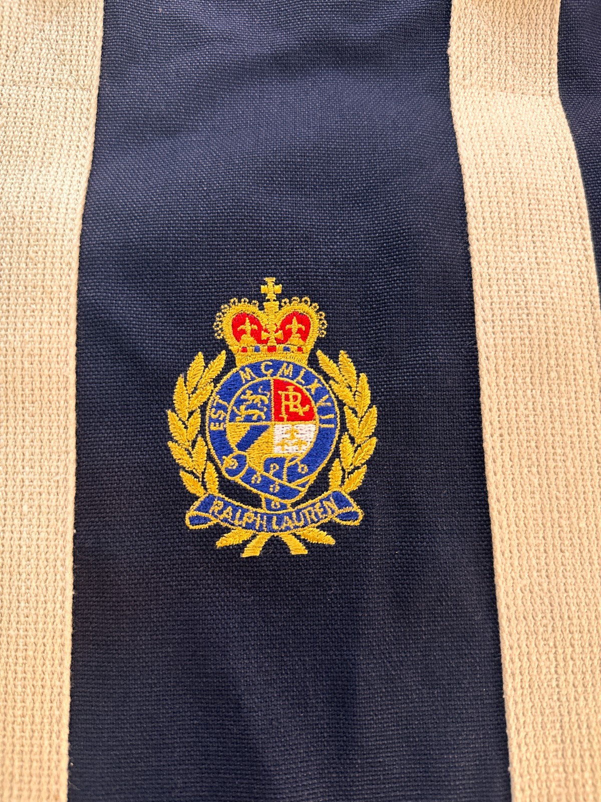 Vintage Polo Ralph Lauren Crest Logo Navy Blue Canvas – Large Duffle Bag