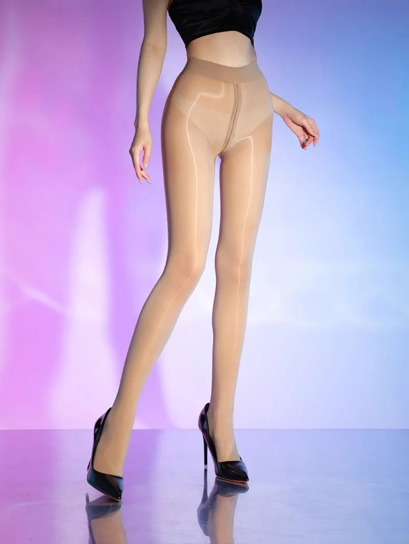 Zipper Crotch Ultra-thin Plus Size Oil Shiny Tights Night Club Party Stockings