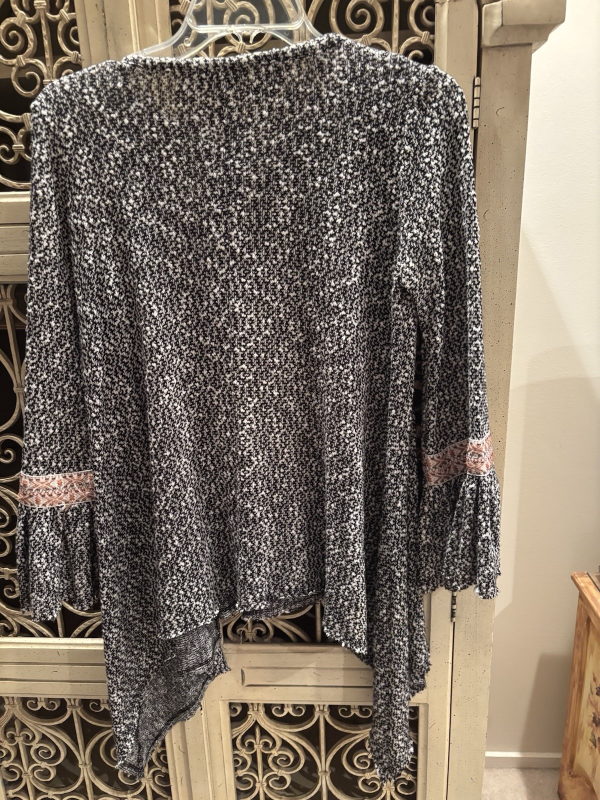 Anthropologie Anama’ Oversized Boho Top Tie Neck Size S Polyester & Spandex