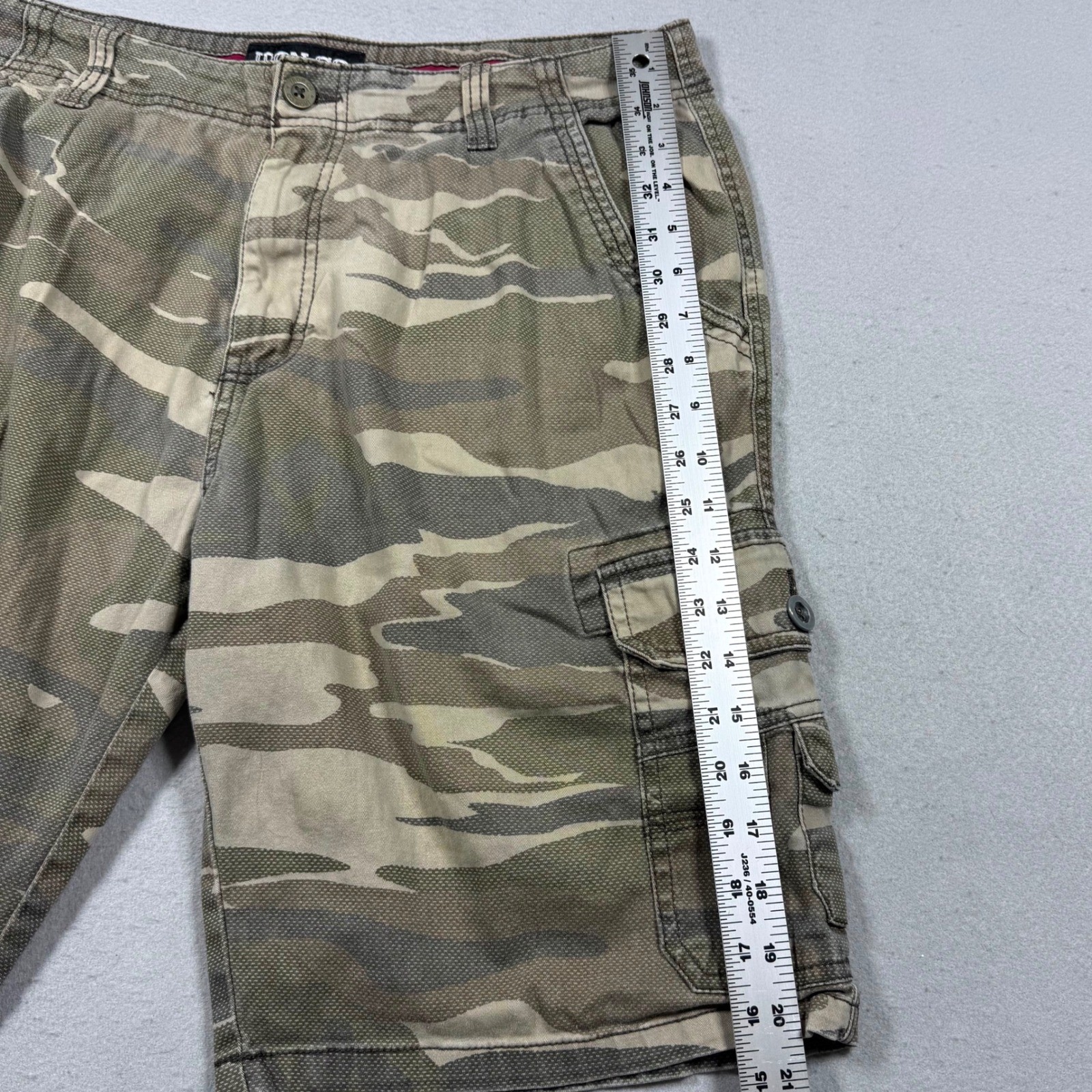 Iron Co Mens Camo Cargo Shorts Green Tan Camouflage Size 34 Casual Outdoor