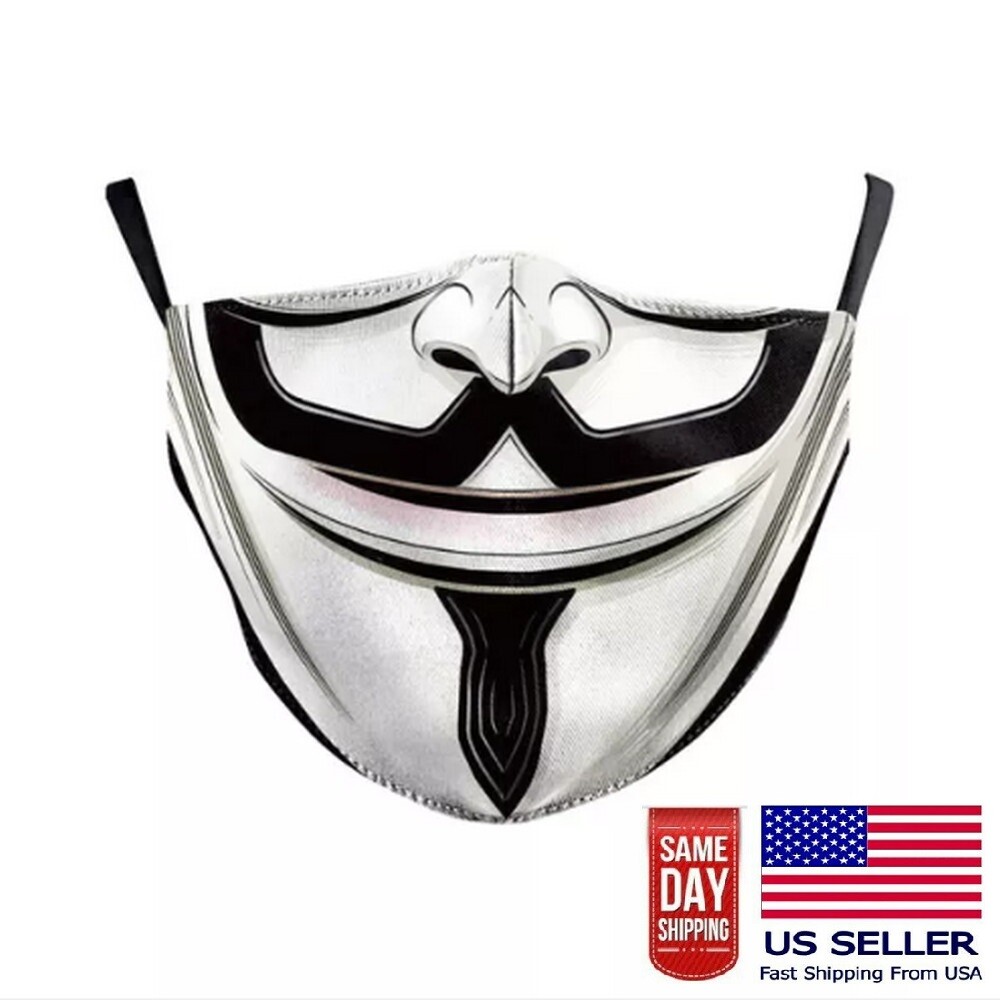 Anonymous Vendetta 3D Face Mask Washable Adjustable Funny Masquerade Hackers