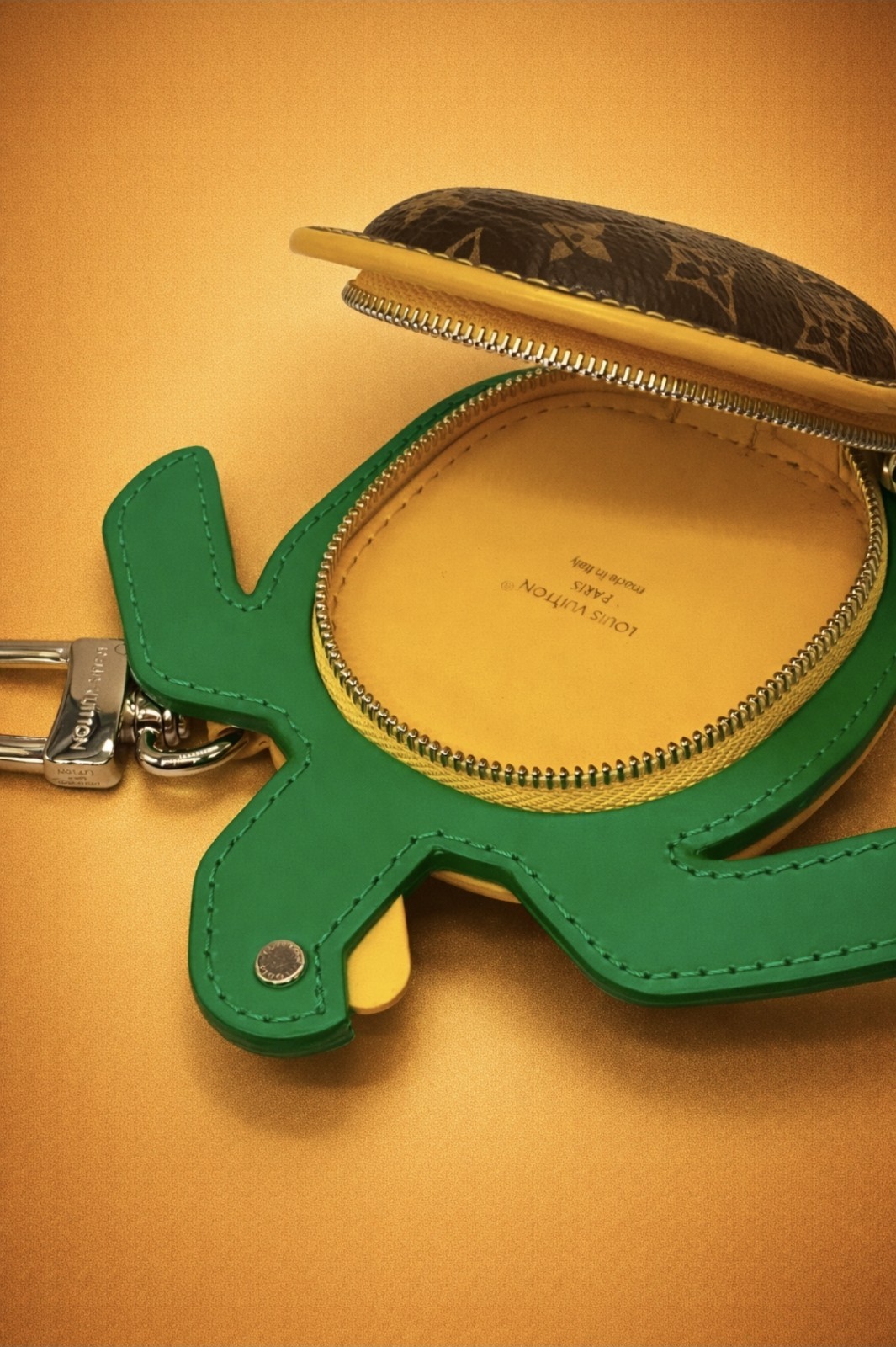 Louis Vuitton LV Monogram Green Turtle Mini Pouch Keychain Bag Charm