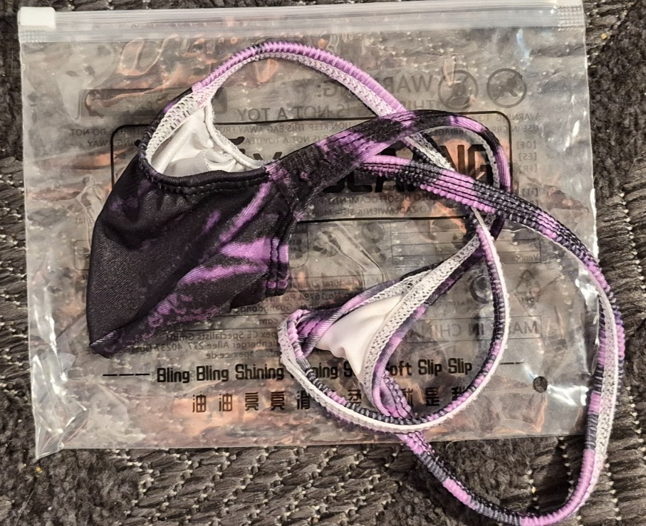 K403 MENS CONTOURED POUCH PURPLE/BLACK TIGER STRIPE GRAPE SMUGGLERS S/M (28-34)
