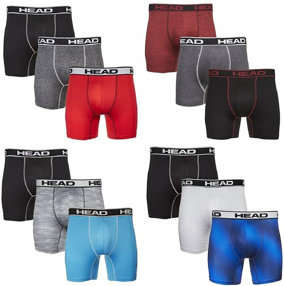 HEAD Mens Boxer Briefs -Performance or Cotton Stretch 12-Pack Tagless S-5XL