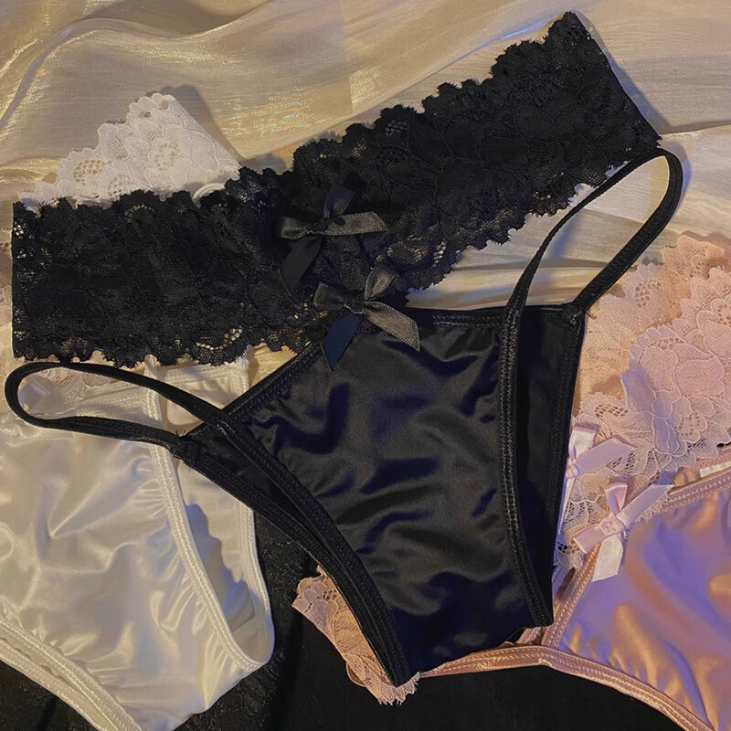 3 Pack Lot Sexy Ladies Womens Satin Panties Brief Lace Low Waist Bikini Lingerie