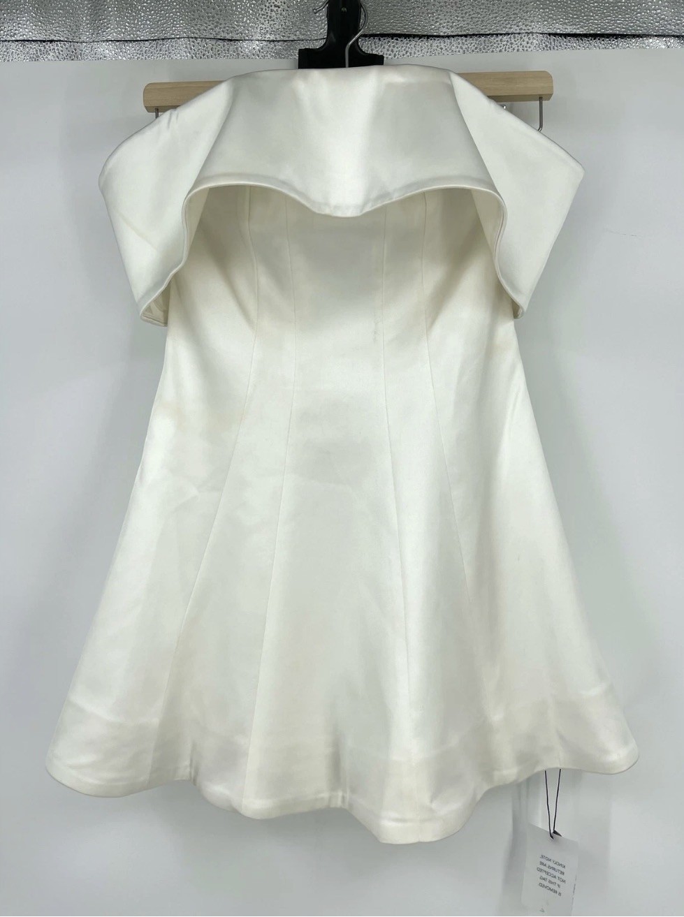 Lovers and Friends | Elise Mini Dress in White Satin Off Shoulder XS