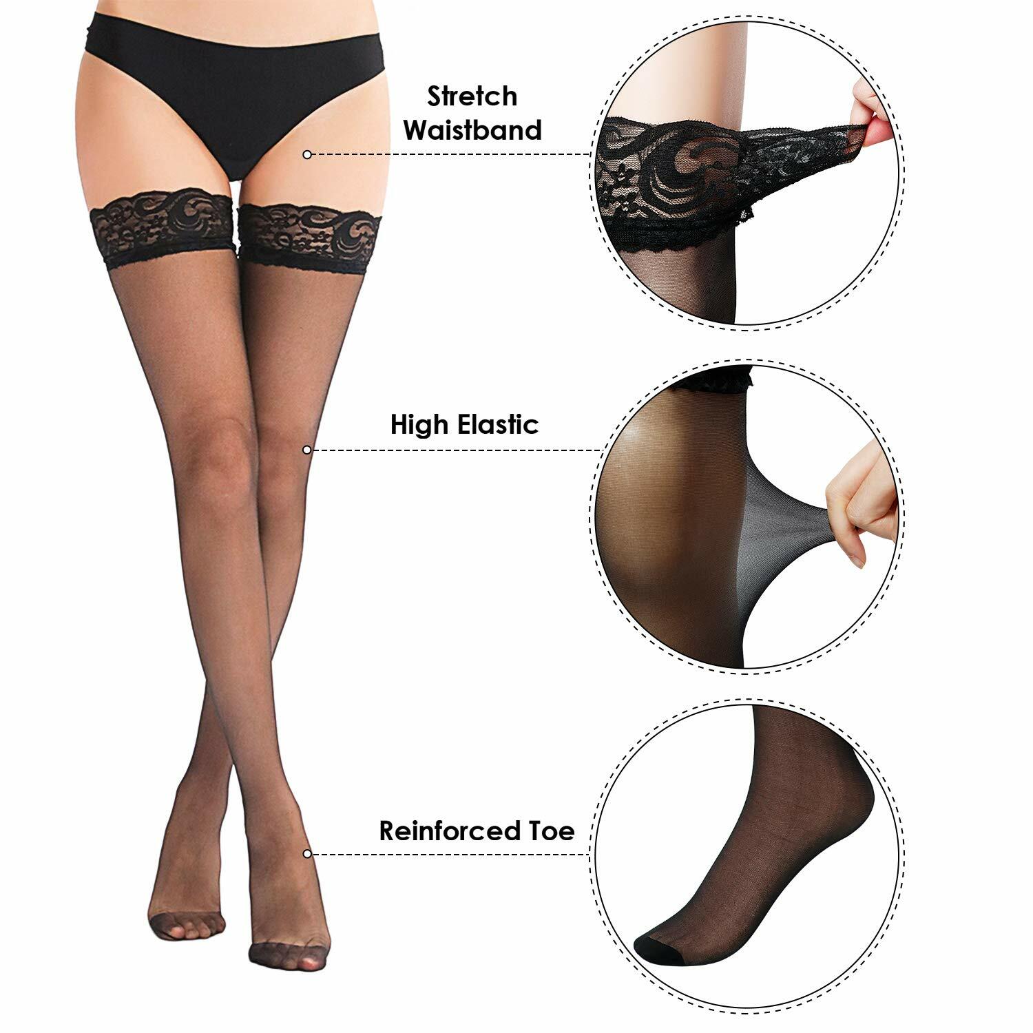 Lady’s Lace Top Stay Up Stockings Thigh-High Sheer Pantyhose Stockings For Women