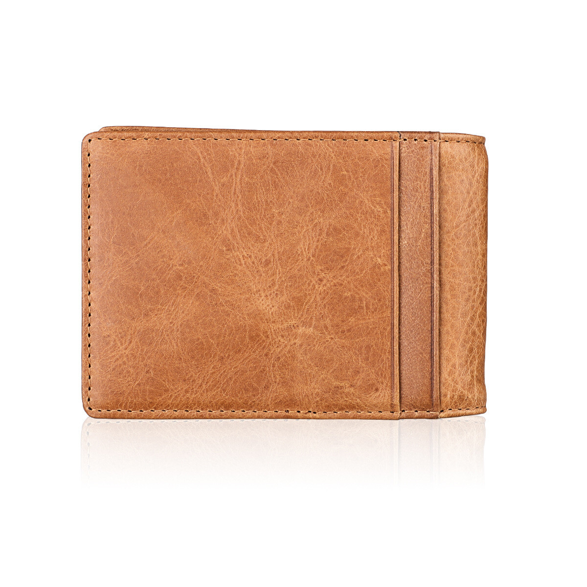 Mens Minimalist Money Clip Slim Bifold RFID Blocking Leather Front Pocket Wallet