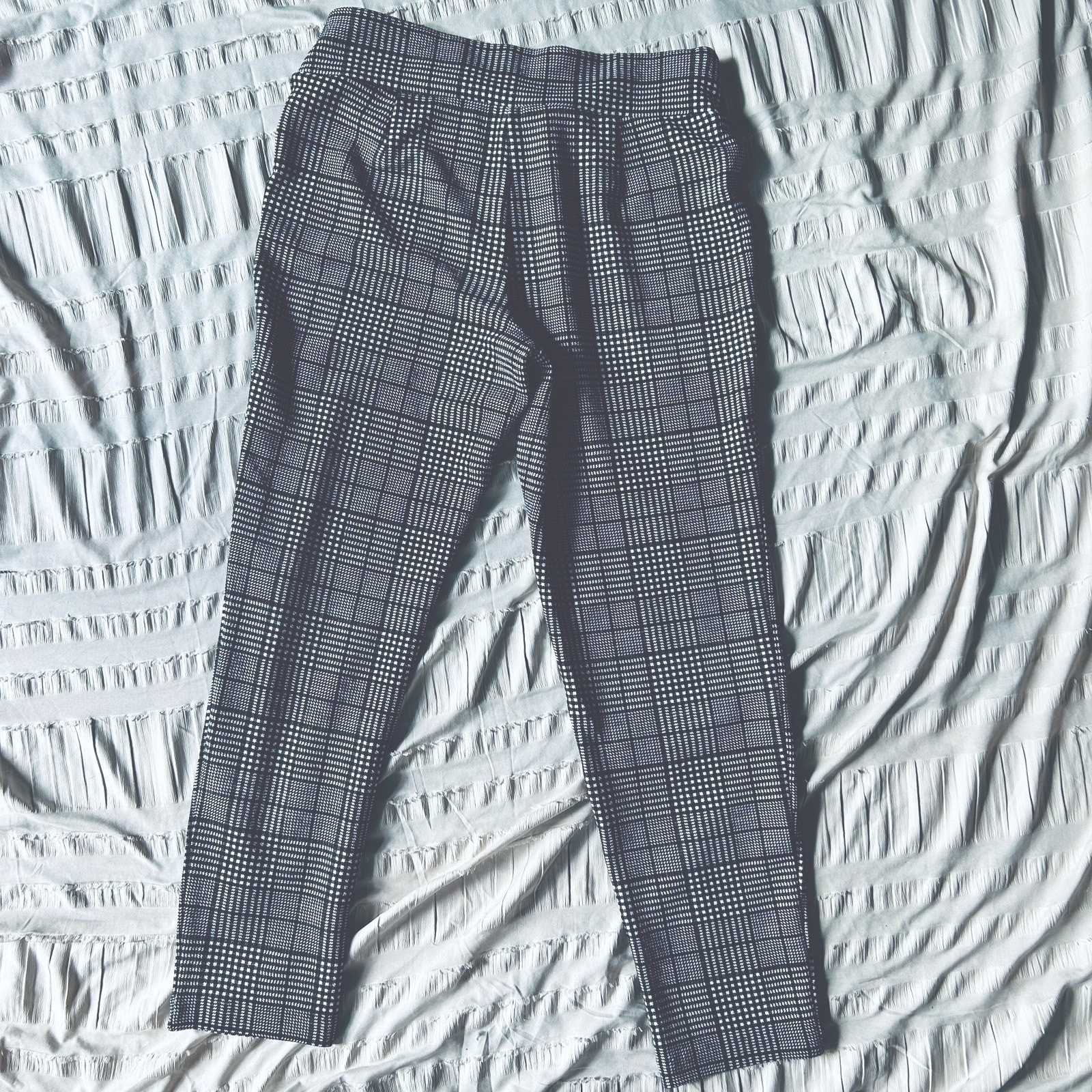 Preppy Plaid Stretch Pants Women’s M Slim Fit Office Chic Checkered Career
